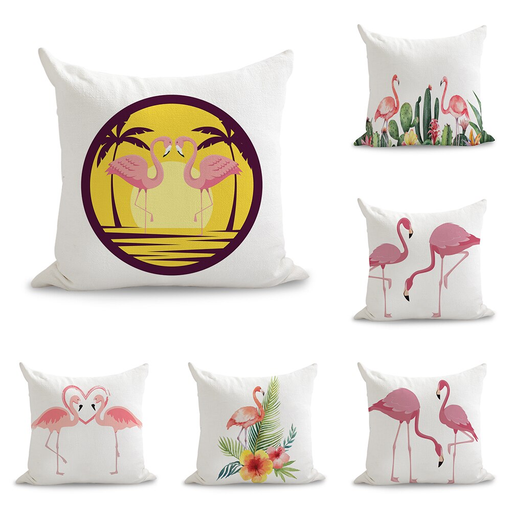 Tropische Kokosnoot Bomen Roze Flamingo Kussen Euro Cover Decoratieve Massager Decoratieve Kussens Home Decor