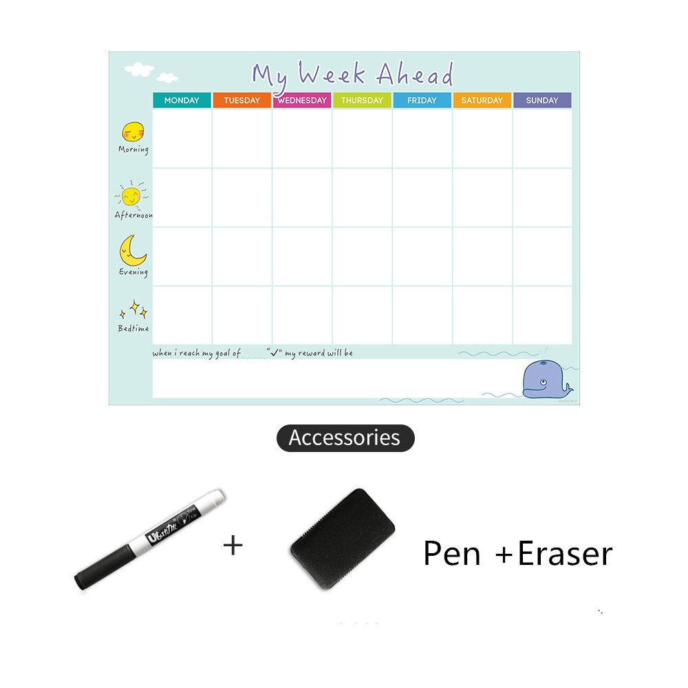 Magnetisk ugeplanlægger whiteboard kalender køleskab magnet vægkunst klistermærke daglig tidsplan familie organisere to do liste legetøj