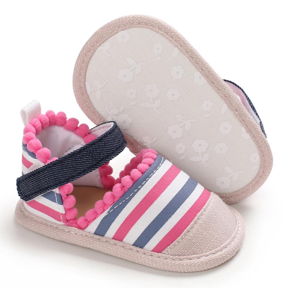 Sommer Baby Mädchen Baumwolle Stoff Atmungsaktiv Anti-Slip Gestreiften Sandalen