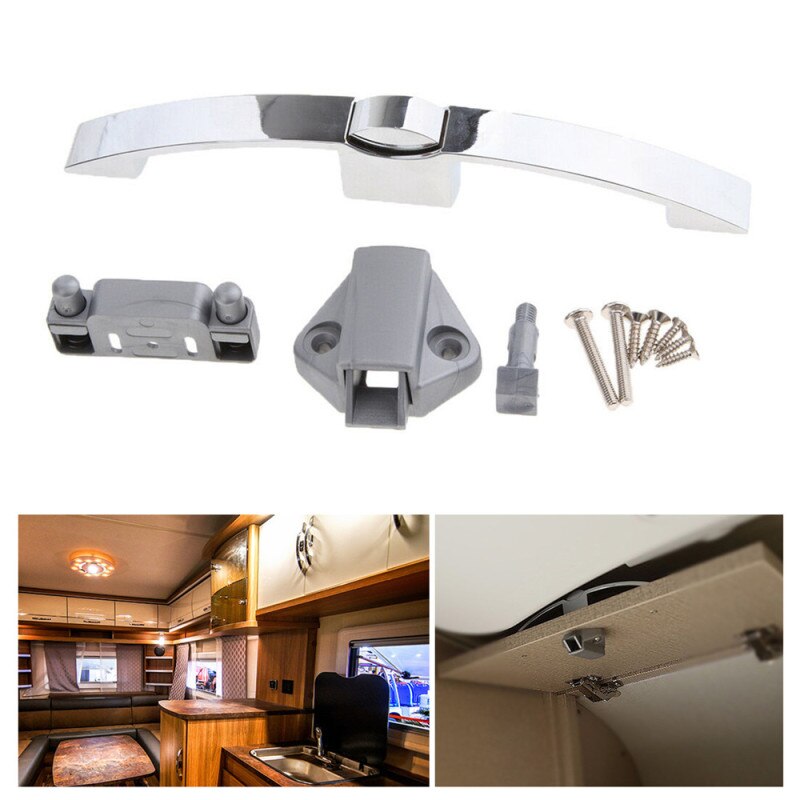 Solid Push Button Pull Handle Lock Locking Knob Cupboard Door Bright Chrome Cabinet Lock Cabinet Lock Zinc Alloy Hardware