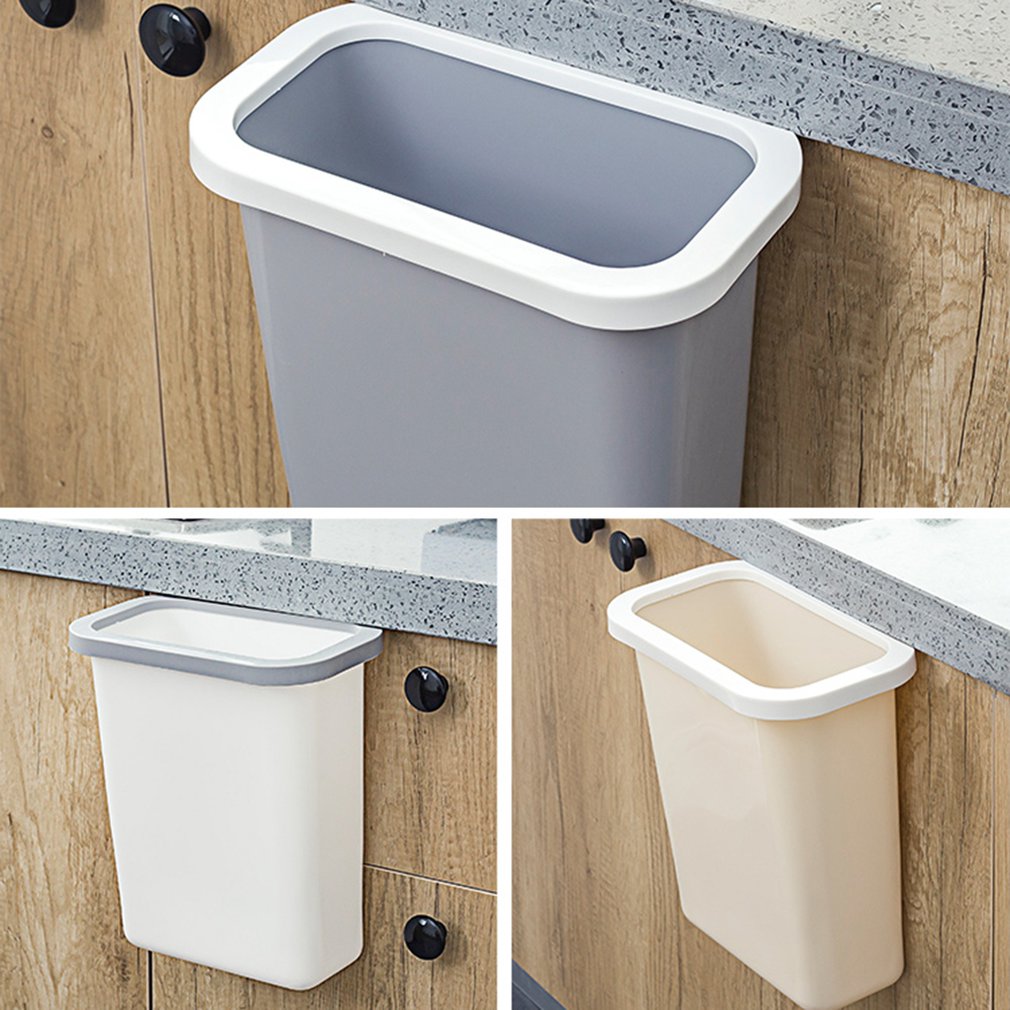 Kitchen Cabinet Door Hanging Waste Bin Trash Can Desktop Bedside Garbage Basket Simple Kitchen Countertop Trash Can