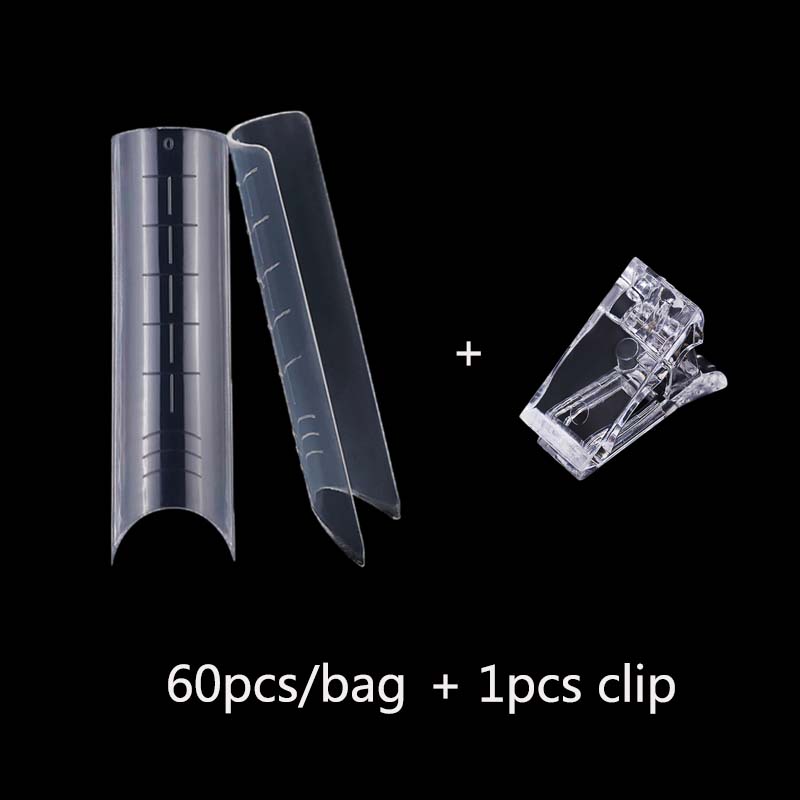 60 stk dual form negle forlængelsesforme til hurtig opbygning af akryl fransk kiste falske negle system nail art tips top form former: 60 stk. b