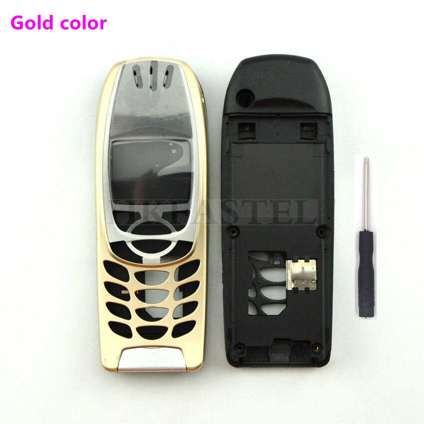 Brandnew Voor Nokia 6310 6310i Mobiele Telefoon 5A Behuizing Cover Case (Geen Toetsenbord) zwart Zilver Goud Bruin Gratis Tool: Gold