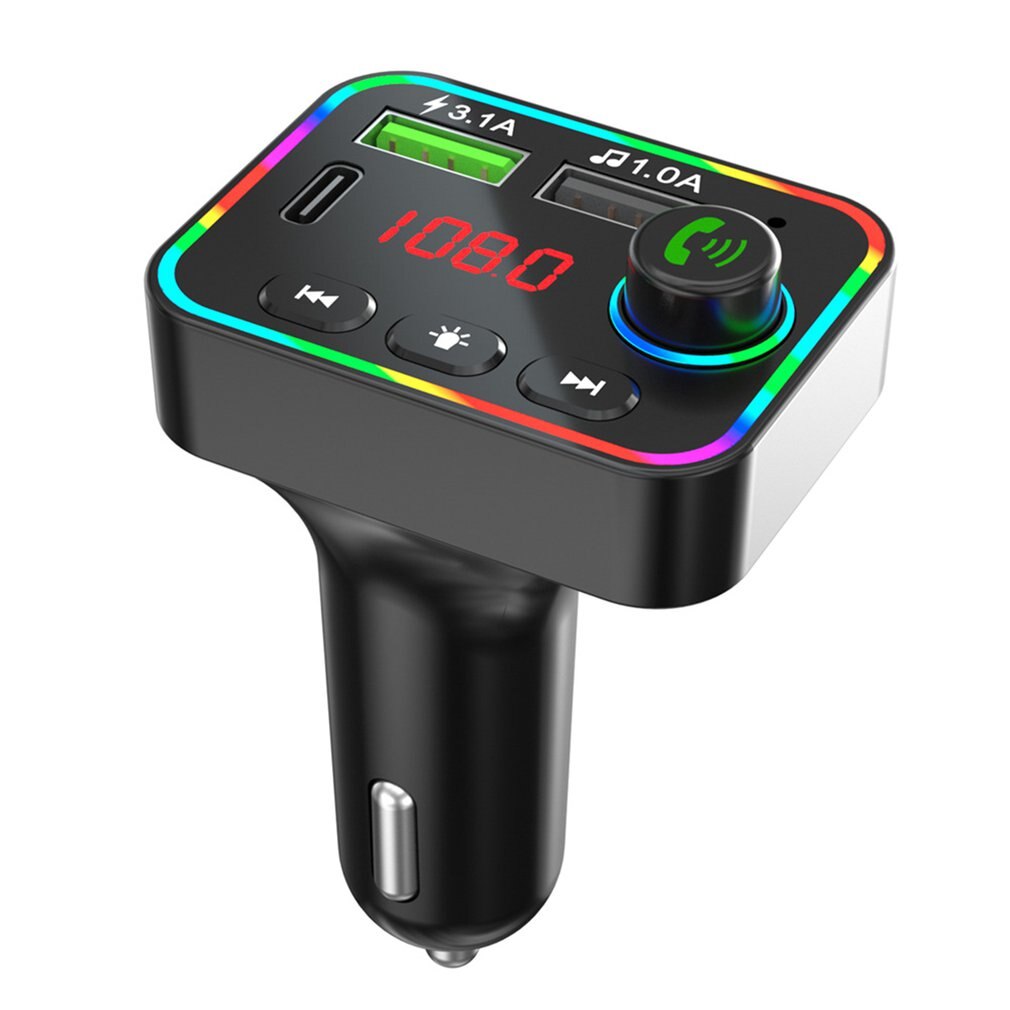 Bluetooth-autolautsprecher, kabelloser 5.0 -chip-player,  f4 sender, ambientebeleuchtung, usb-stick-karte, verstärkter, stoßfester player