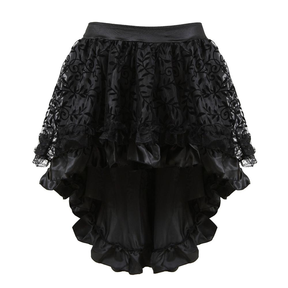 Vrouw Vintage Lace Up Rok Middeleeuwse Gotische Stijl Paleis Prinses Nobele Onregelmatige Hight Taille Ruche Rits Feestavond Rokken