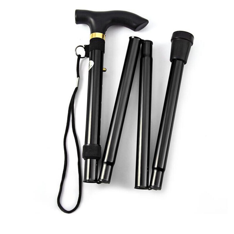 Collapsible Telescopic Folding Cane Elder Cane Walking Trusty Sticks Elder Crutches For Mothers The Elder Fathers: black