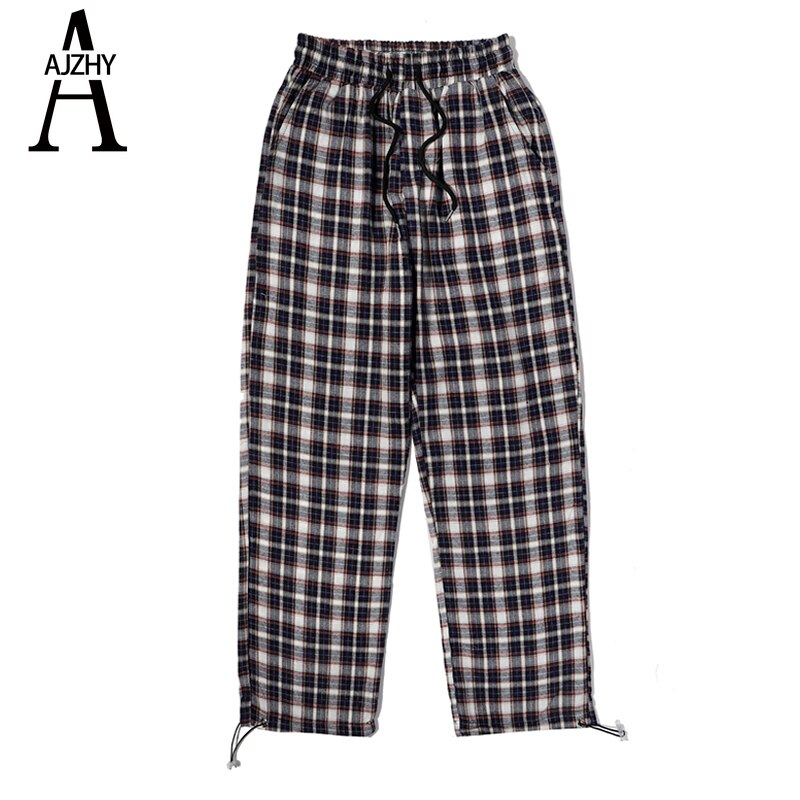 Mannen Plaid Casual Harembroek Katoen Koreaanse Man Losse Enkellange Broek Harajuku Streetwear Mannelijke Kleding joggers: L / green