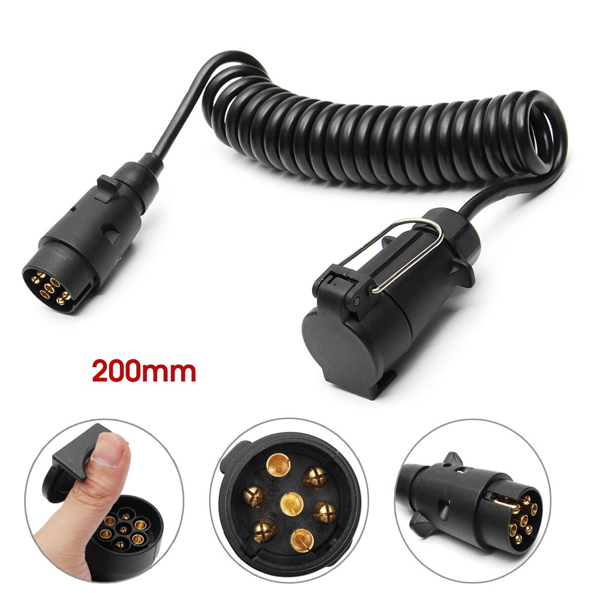200cm 7Pin Trailer Light Board Extension Cable Lead Male to Female Trailer Truck Couplings Circuit Plug Socket