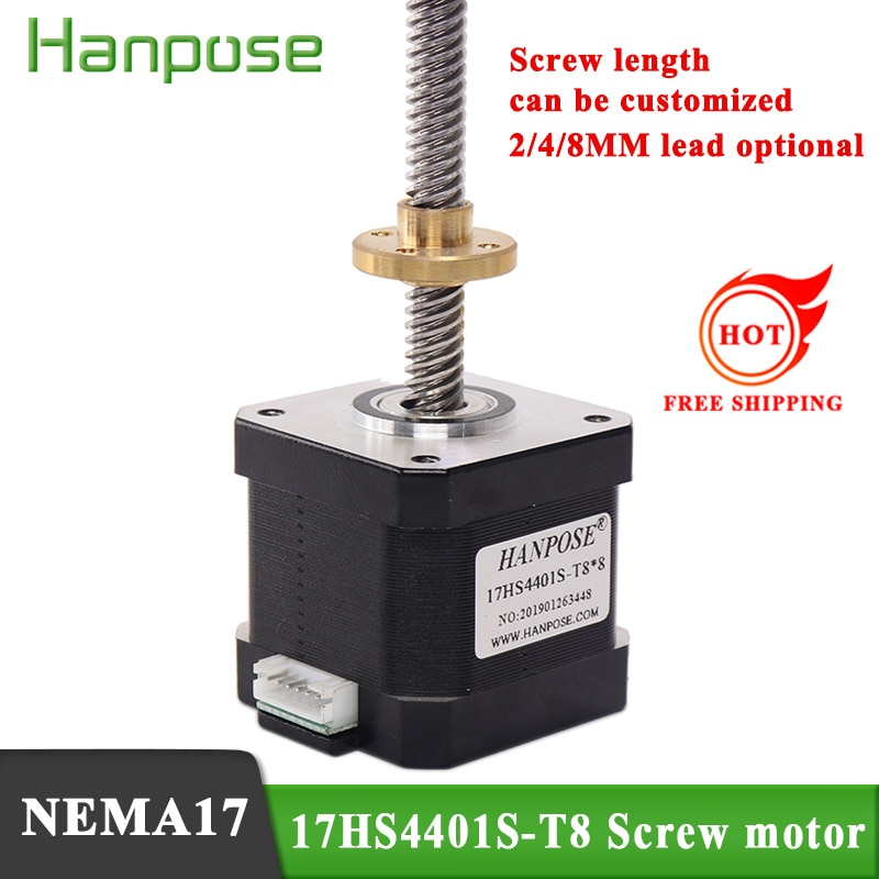 Nema17 Stappenmotor 40Mm 1.7A 42 Motor 17HS4401S-T8*4 410Mm Schroef Staaf Lineaire Z-Motor Met trapeziumvormige Lood Srew Voor 3D Printer
