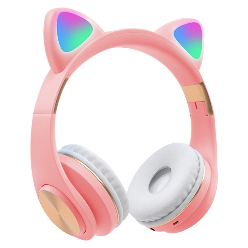 Bluetooth Headphones, Cat Ear LED Light Up Wireless Foldable Headphones over Ear for Smartphones/Laptop/PC/TV