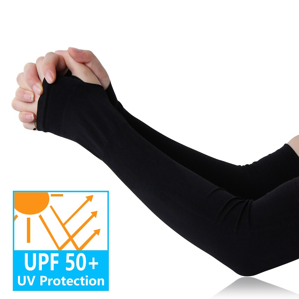 2 uds mangas de brazo calentadores de seguridad deportiva para correr sol UV protección de mano cubierta de manga calentador de enfriamiento para ciclismo, pesca de Golf