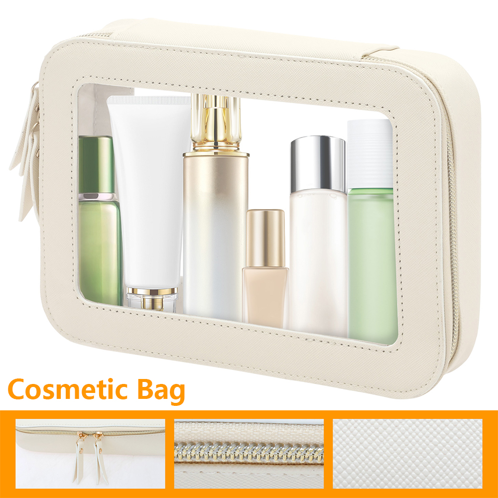 Bolsa de cosméticos pequeña, bolsa de maquillaje transparente de PVC con cremallera, bolsa de aseo impermeable de viaje, organizador de artículos cuadrado multifuncional para mujer