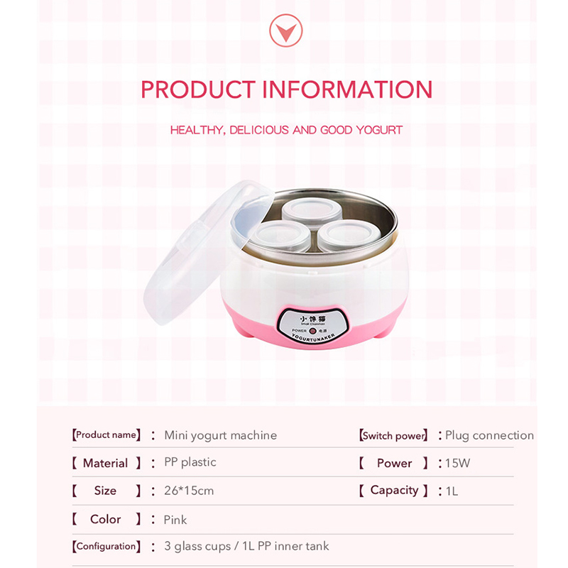Mini yogurtera Royalstar, máquina para hacer nato, olla interior de acero inoxidable, electrodomésticos de cocina, máquina de termostato inteligente