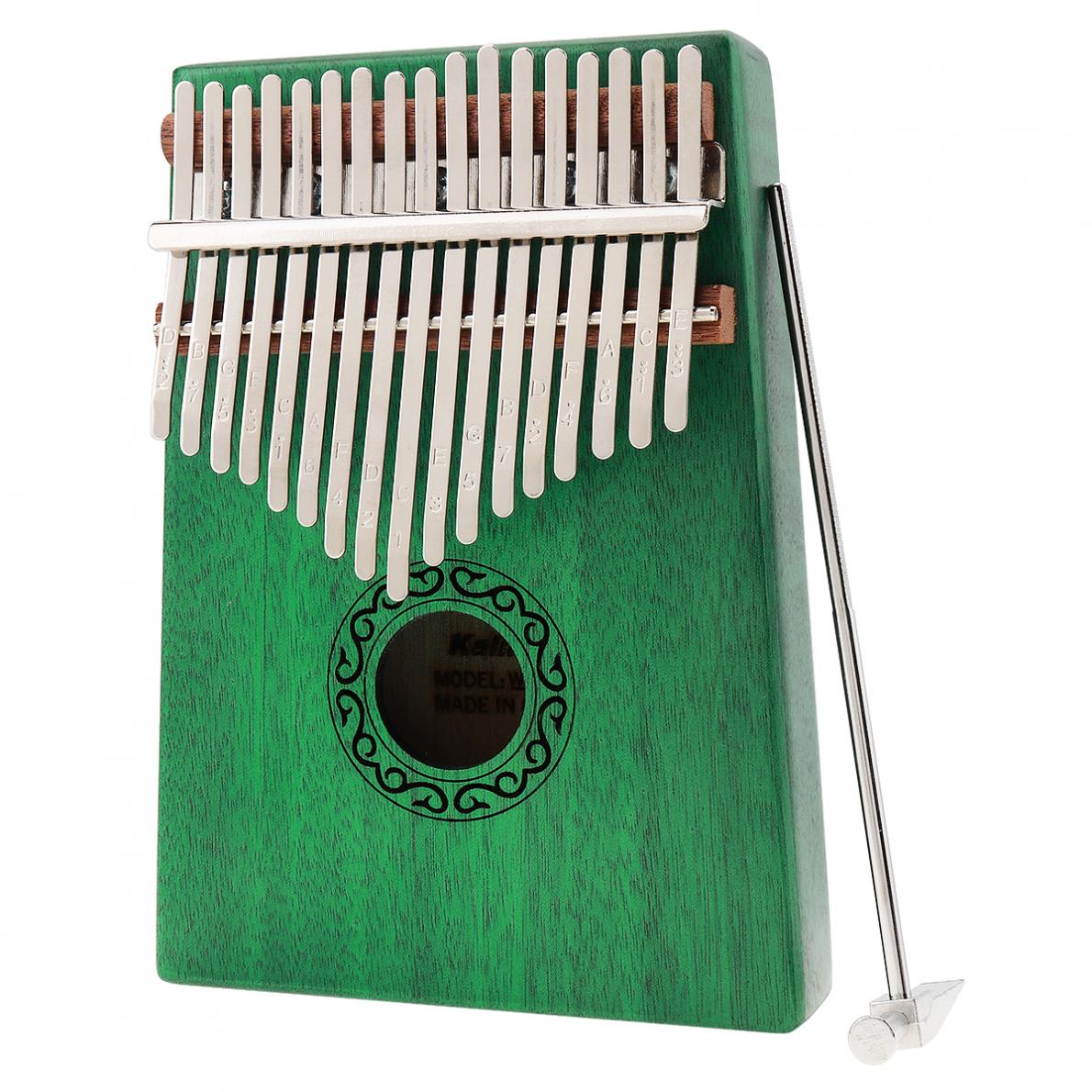 17 klucz zielony Kalimba pojedyncza płyta mahoń palec kciuk fortepian Mbira mini klawiatura instrument muzyczny z kompletnymi akcesoriami