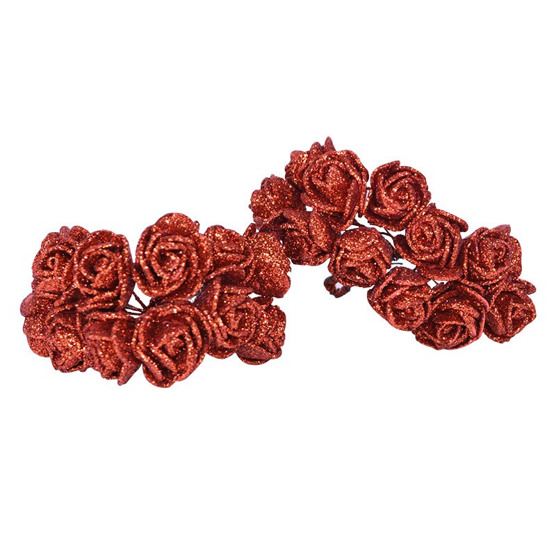 Ramo de flores artificiales de espuma con purpurina brillante, ramo decorativo de rosas de 2cm, decoración para de boda, 72 Uds.: F04