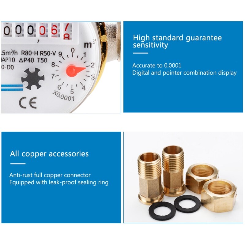 Water Meter Mechanical Rotary Wing 0-40℃ Cold Water Meter TYPE-E Qn 2.5m3/h M17E