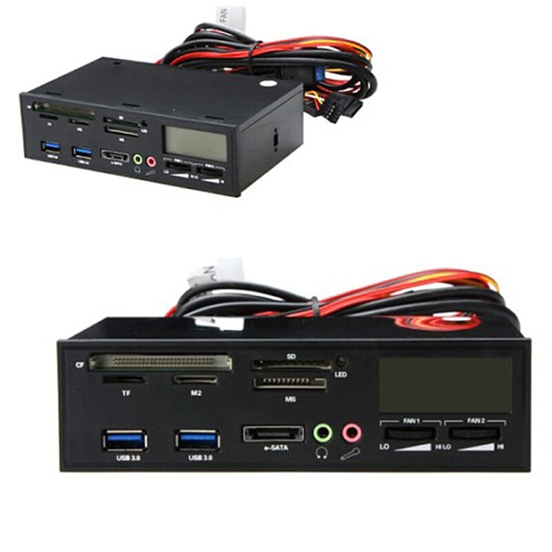 1 x Multifunction USB3.0 Card Readers 5.25" All In One Media Dashboard Front Panel PC Multi Card Reader P15