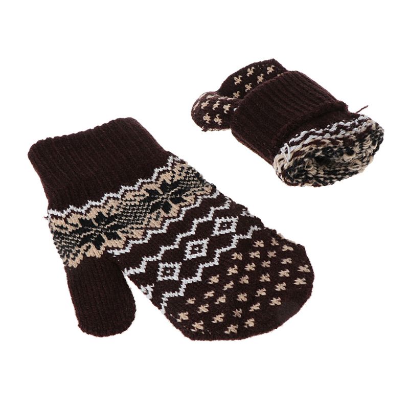 Winter Warm Knitted Gloves Christmas Jacquard Mittens Women Snowflake Gloves