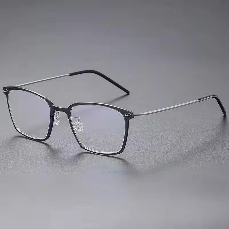 Denmark Brand Titanium Prescription Eyeglasses 6536 Square Ultralight Screwless Glasses Frame Men Women Myopia Optical Spectacle: Grey-Gun
