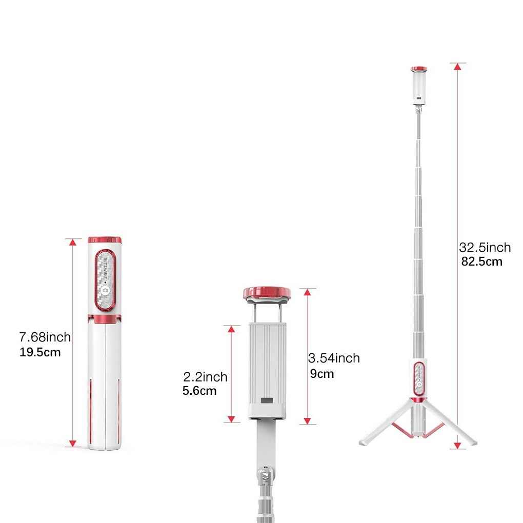 Alles-in-één aluminium selfiestick, afneembaar telefoonstatief met draadloze afstandsbediening