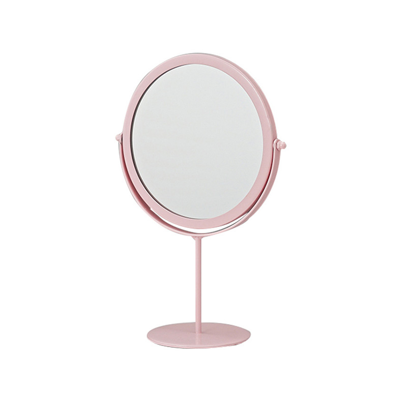 Stående drejeligt metal makeup spejl bord ornament bærbare jern kosmetiske dekorative spejle til piger