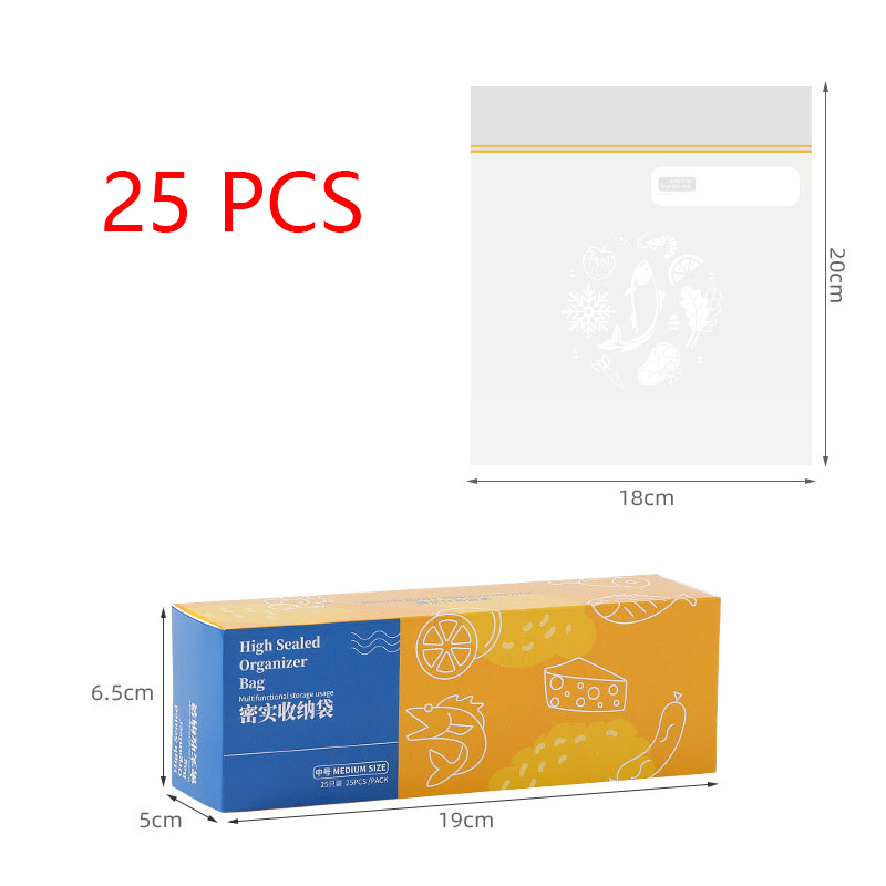 Reusable Fresh-Keeping Zipper Bag Food Plastic Bag Vegetable Fruit Storage Freezing Leakproof Sealed Bags Kitchen Accessories: Double zipper M
