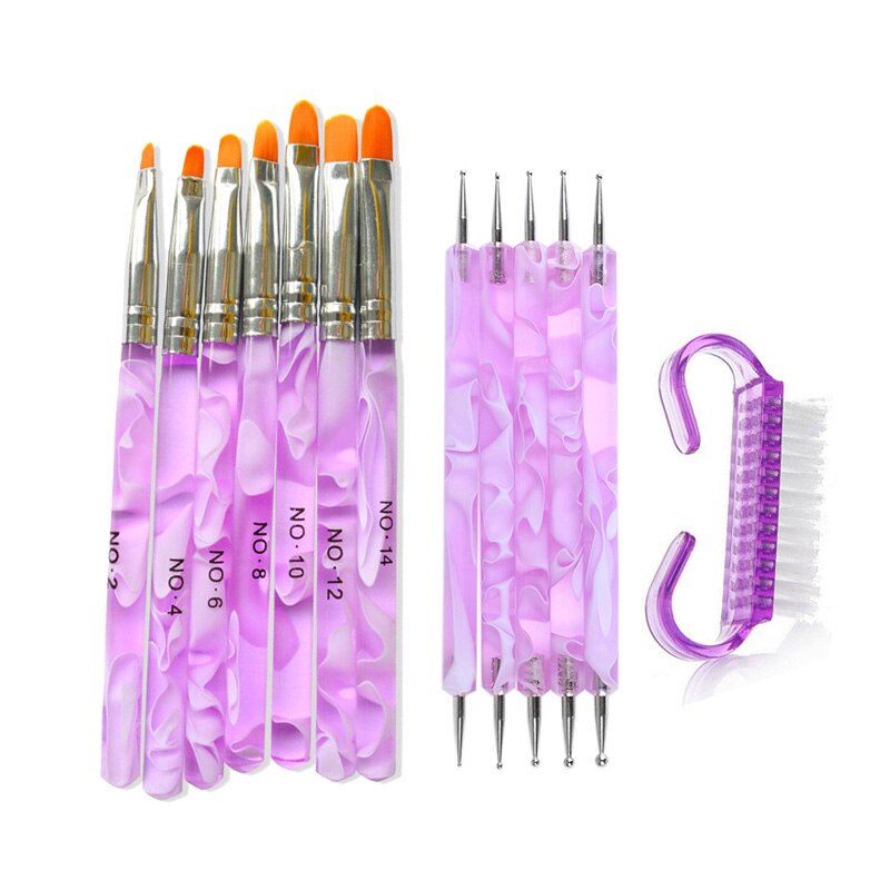 Addfavor 15 stk akryl neglekunst pensel uv gel polish maleri tegne pensler pen negle prik kit ren pensel manicure værktøj sæt: Sætb 011