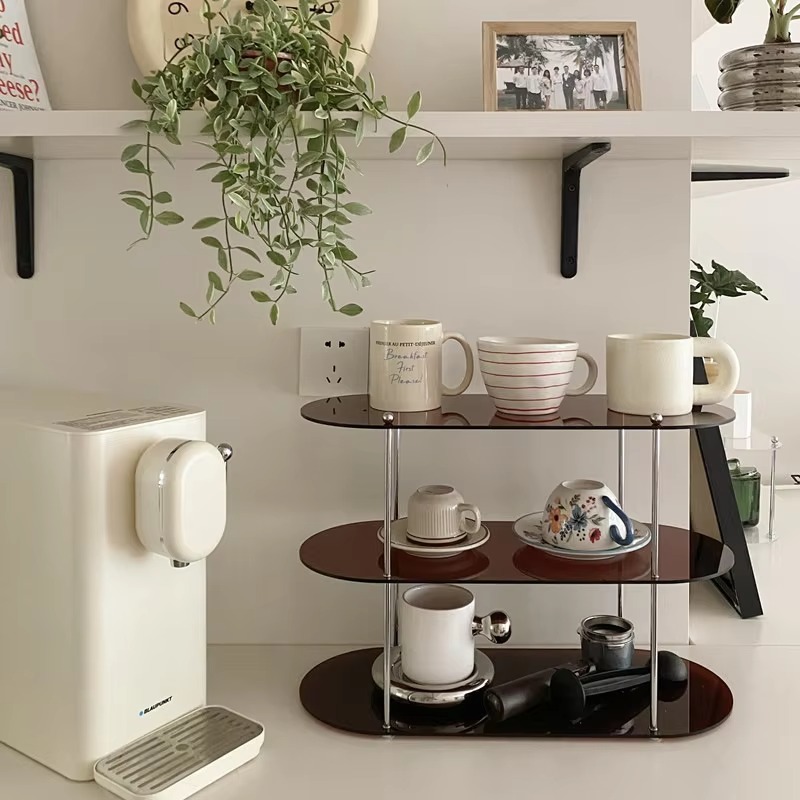 Rack de armazenamento de mesa acrílico de 3 camadas, suporte de exibição de copos de perfume e água, armazenamento de cosméticos, organizador de moldura de exibição de joias: YELLOW