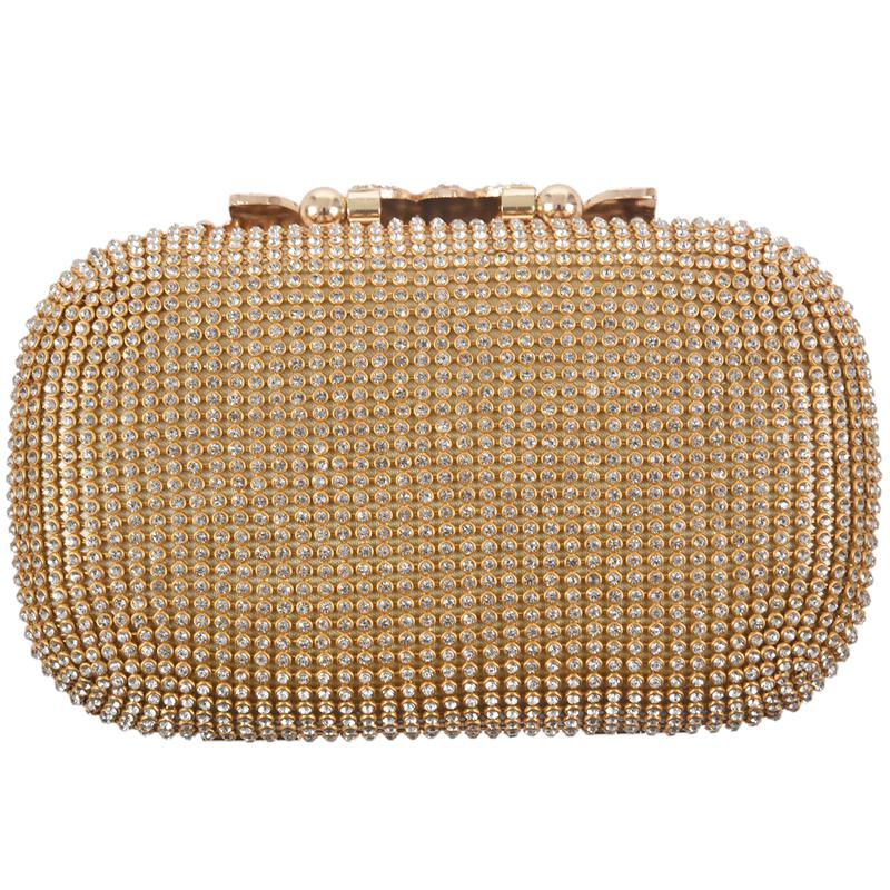 Unique Gold Rhinestone Evening bag Clutch Purse Party Bridal Prom