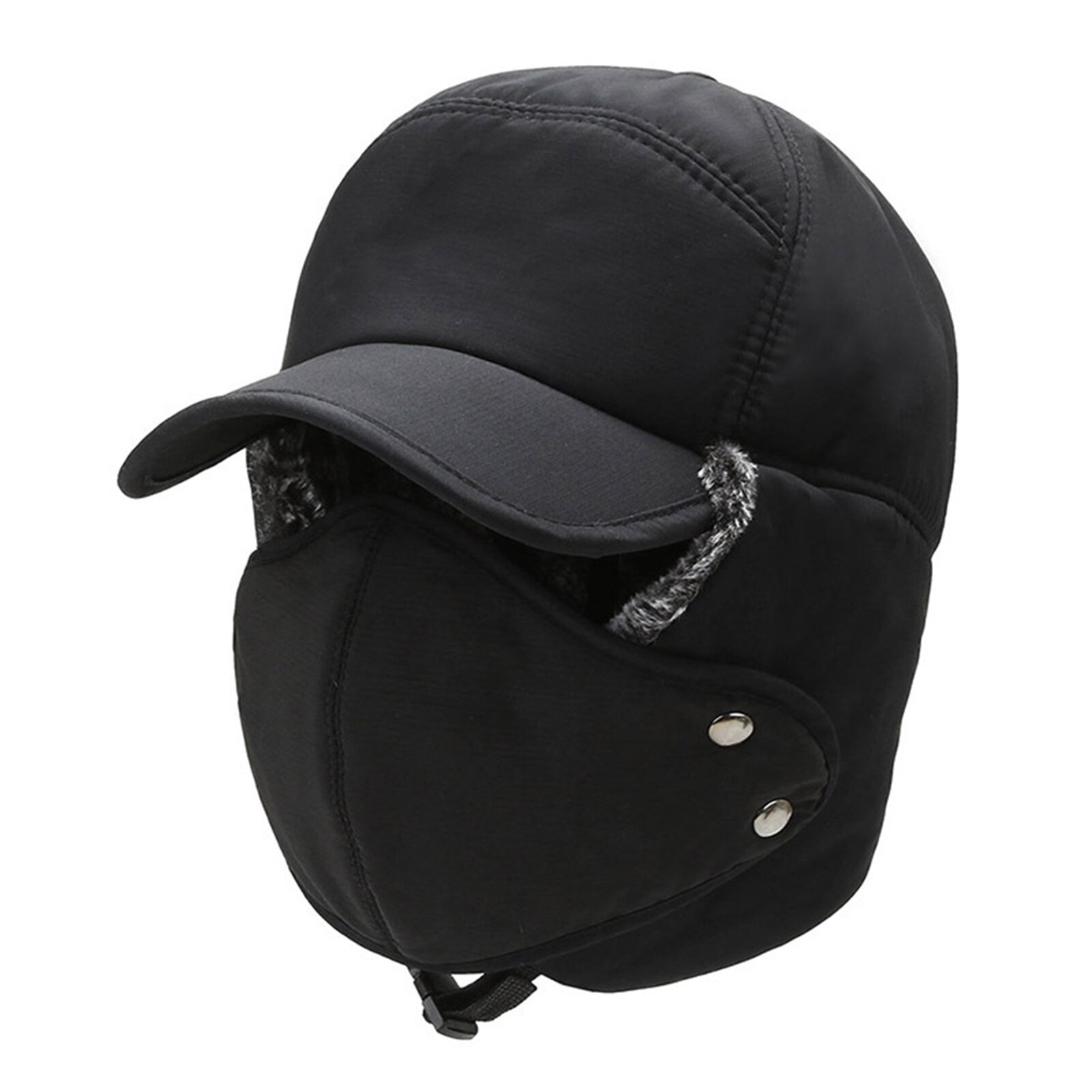 Men Bomber Hats Warm Plush Ear Flaps Breathable Mask Neck Thicken Winter Cycle Cap Scarf Set Women Men Warm hat with wide brim