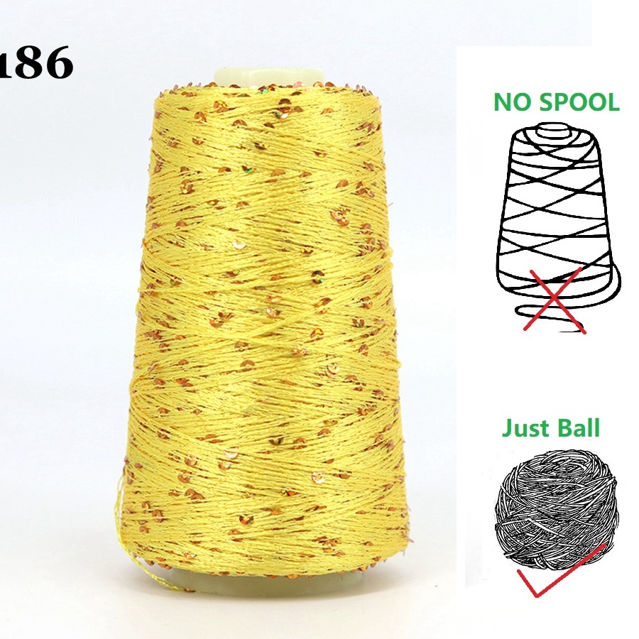 29 Color 50g/Ball /140M Sequins Cotton Yarn 6mm+3mm Special Glitter Match Thread DIY Accessories Rag Doll Knitting Lanas Crochet: ROYAL BLUE