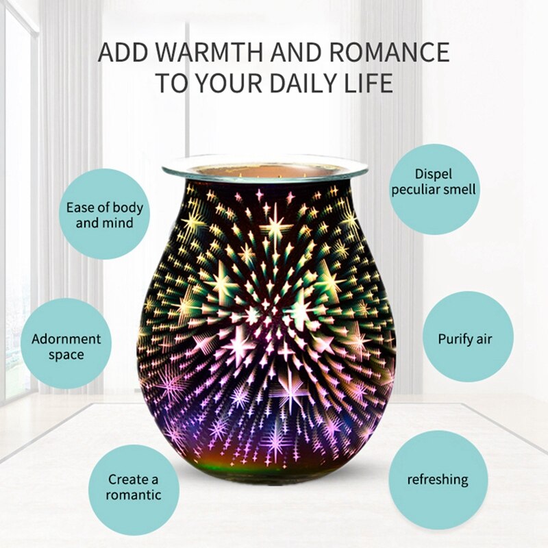 3D Firework Star Glass Electric Wax Melts Warmer Candle Wax Burner Tart Warmer Frangrance Oil Warmer