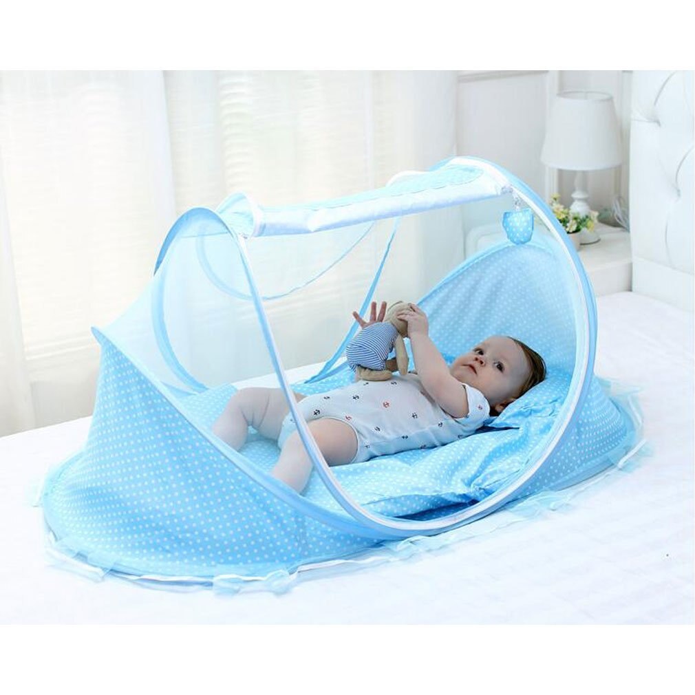 Draagbare babywieg klamboe tent multifunctioneel wiegbed baby opvouwbaar klamboe met kussen voor meisjesbed