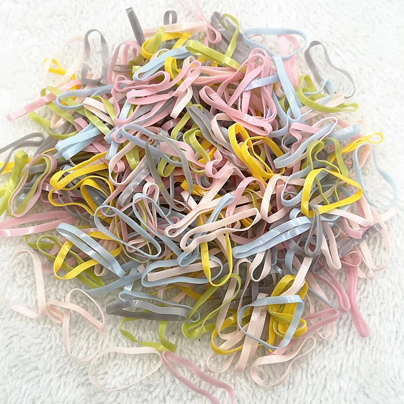200pcs--1000pcs Colourful Rubber Ring Disposable Elastic Hair Bands Ponytail Holder Rubber Band Scrunchies Kids Hair Accessories: Champagne / 40mm