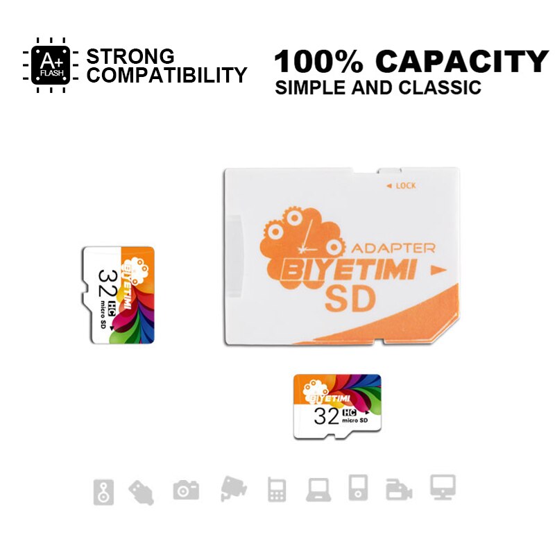 Biyetimi capacité réelle haute vitesse Orange 8GB 16GB 32GB carte mémoire TF carte Micro SD carte