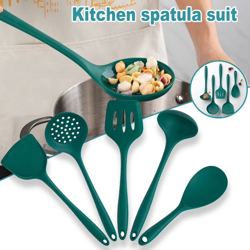 Long Handle Non-stick Kitchen Cookware Spatula Set Colander Spoon Safe Food Grade Silicone Spatula Kitchenware Kitchen Gadgets