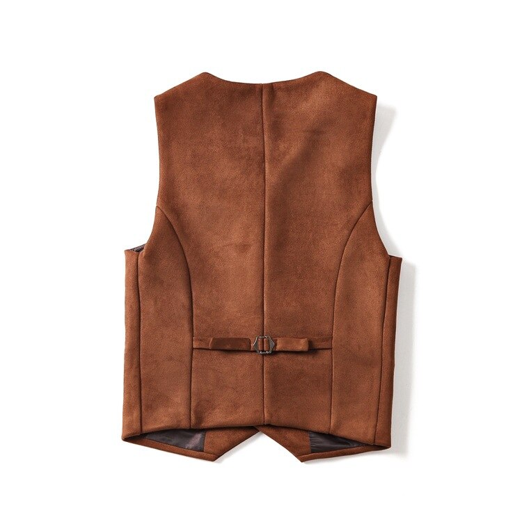 Eksklusiv forår, efterår og vinter ruskind kaffe mørkeblå vest herrevest veste i britisk stil tweed vest herre