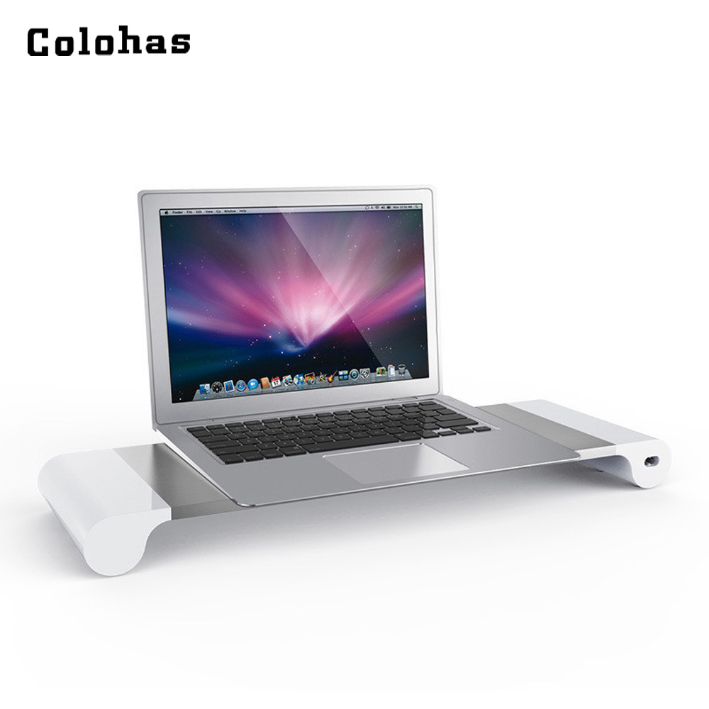 Laptop Stand Met 4 Usb Poorten Opladen Notebook Houder Aluminium Lapdesk Computer Monitor Tv Mount Eu/Ons/ uk/Aus Plug