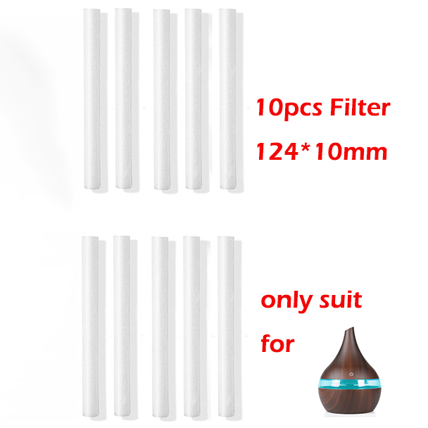 300 Ml Usb Wit Hout Luchtbevochtiger Aromatherapie 7 Kleur Led Licht Elektrische Aroma Essentiële Olie Diffuser Cool Mist Maker: 10pcs filter
