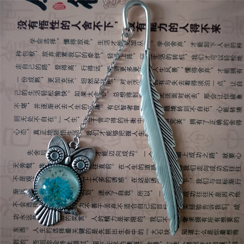 1pc Luminous Silver Copper Feather Shape Owl Bookmarks For Friends Cute Glow In The Dark Bookmarks School Supplies
