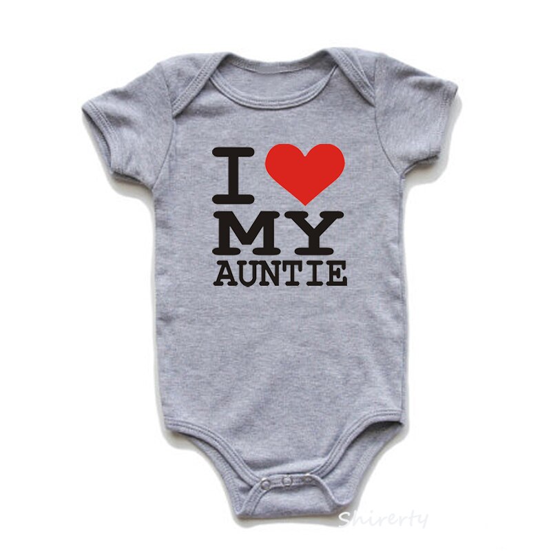 Ik Hou Mijn Tante Brief Print Zomer Baby Romper Katoen Korte Mouw Romper Voor Baby Jongen En Meisje Zomer Baby kleding 0-24M: Grey / Pasgeboren