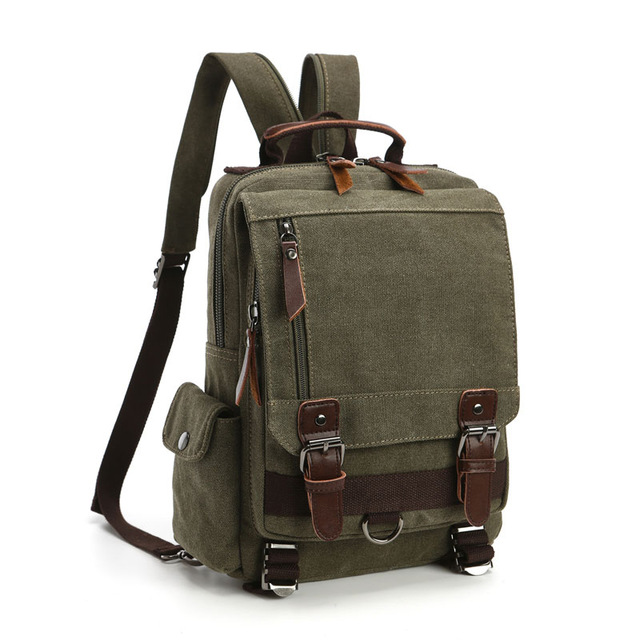Canvas Schoudertas En Rugzak Mannen Reizen Terug Pack Multifunctionele Slings Tassen Voor Vrouwen Ipad Rugzak Tassen Dames Dagrugzak: Khaki