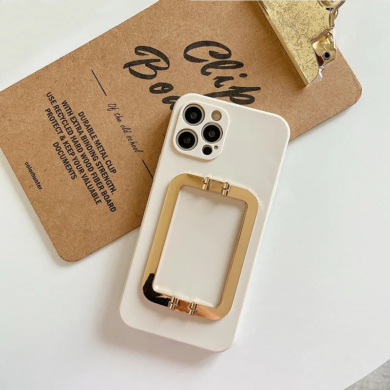 Phone Holder Case for IPhone 16 15 14 Pro Max 13 Mini 12 Xr XS X 8Plus Shockproof Funda Soft Coque Square Stand Protection Cover: Acrylic / PURPLE