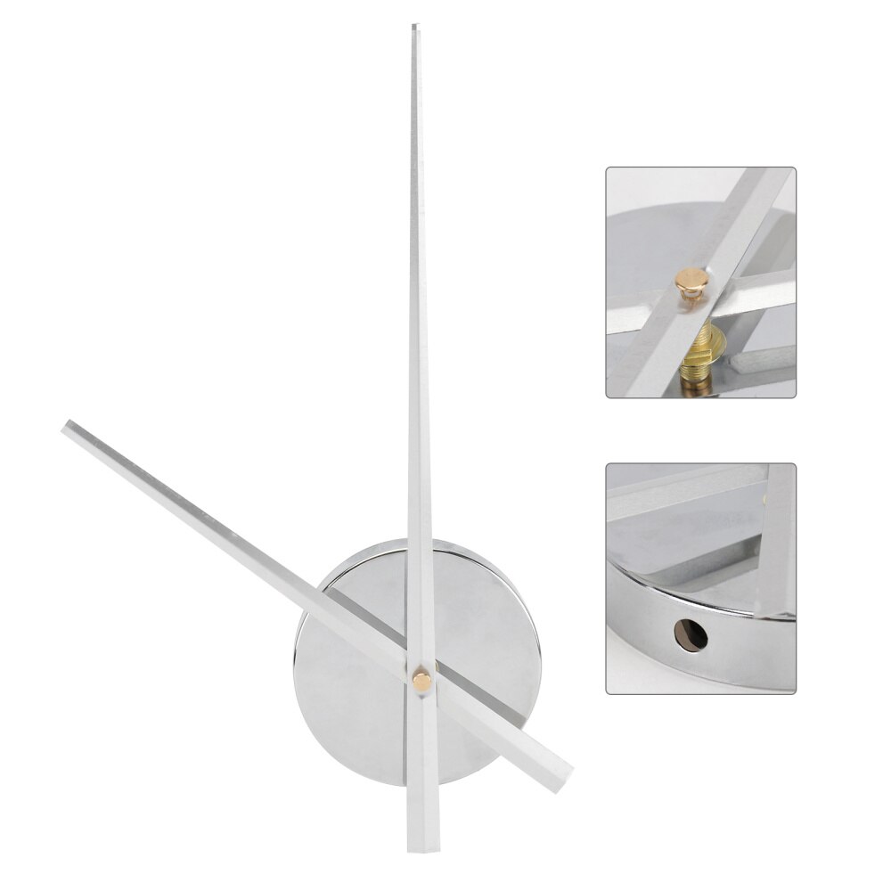Manecillas de reloj de punto de cruz grandes DIY, agujas, Relojes de pared 3D, decoración artística para el hogar, accesorios de mecanismo (negro, sin batería): Silver
