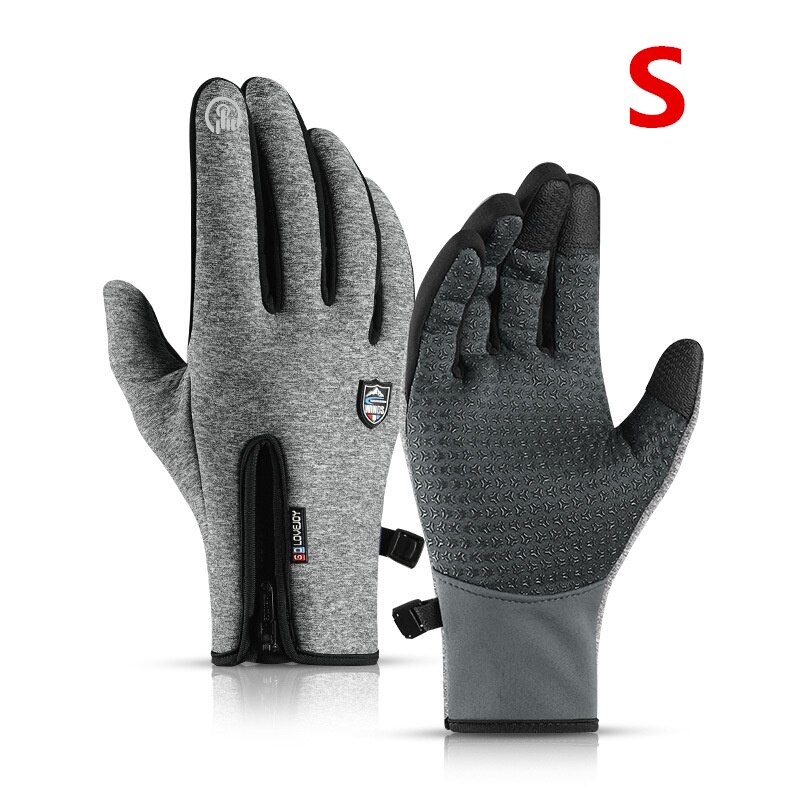 Xiaomi Outdoor Cycling Gloves Winter Warm Fleece Ski Full-finger Gloves Touch Screen Windproof Waterproof Glove for Women Men: Hemp Grey S