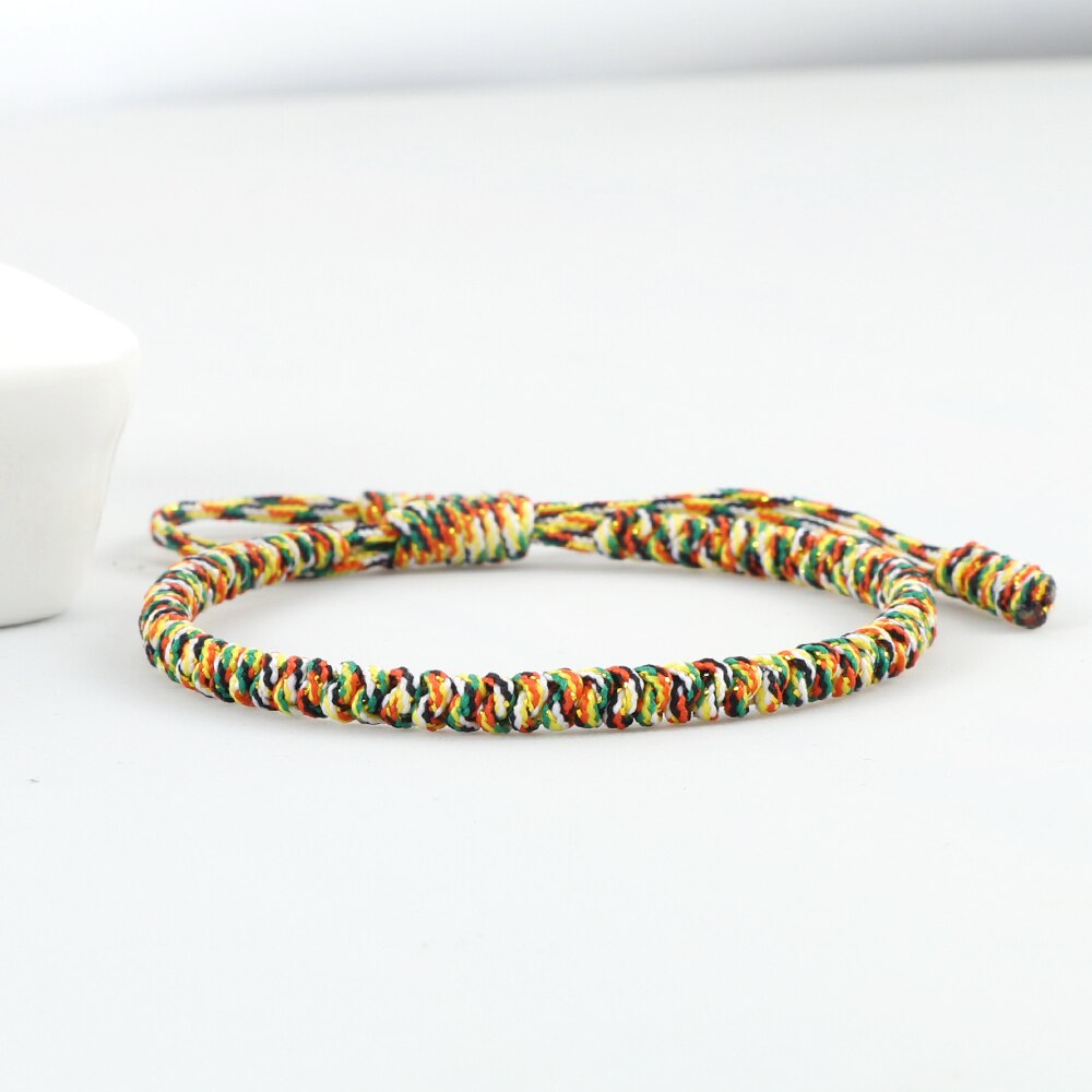 MultiColor Tibetano Buddista Benedetto Fortunato Intrecciato I Braccialetti Per Le Donne Gli Uomini Fatti A Mano Nodi Vintage Corda Dei Braccialetti Dei Monili Regolabile