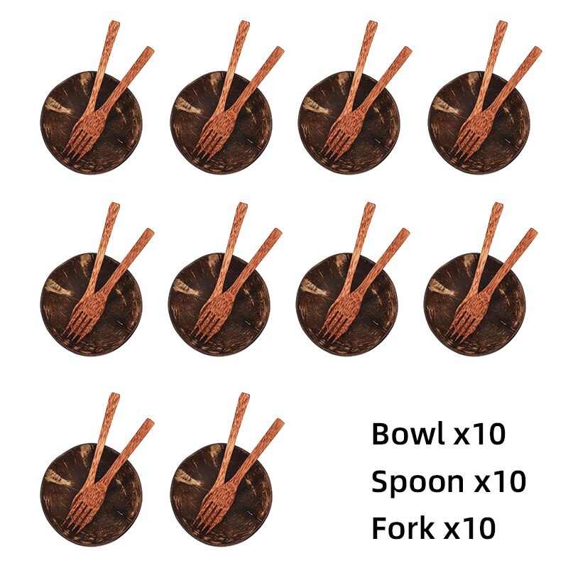 Vaisselle vajilla de coco de ramen, cuencos completos de platos, bol frutero, vajilla de madera, platos de cocina, fideos completa de platos frutero tazones ensaladera aperitivos para comer pipas y cascaras cáscaras: 10pcs