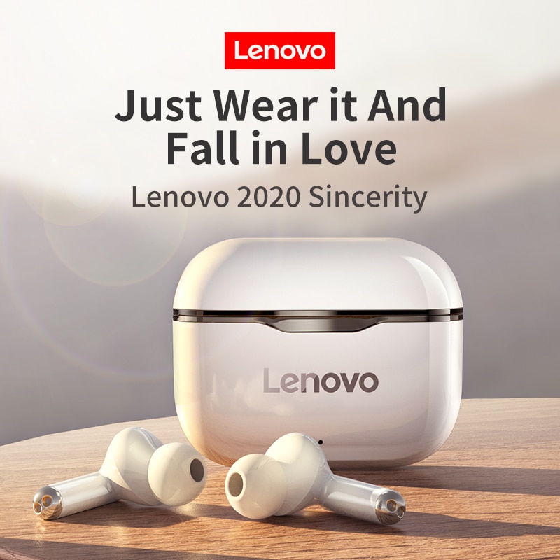 Original Lenovo LP1 TWS auricular inalámbrico Bluetooth 5,0 estéreo doble reducción de ruido bajo Control táctil Larga modo de reposo 300mAH