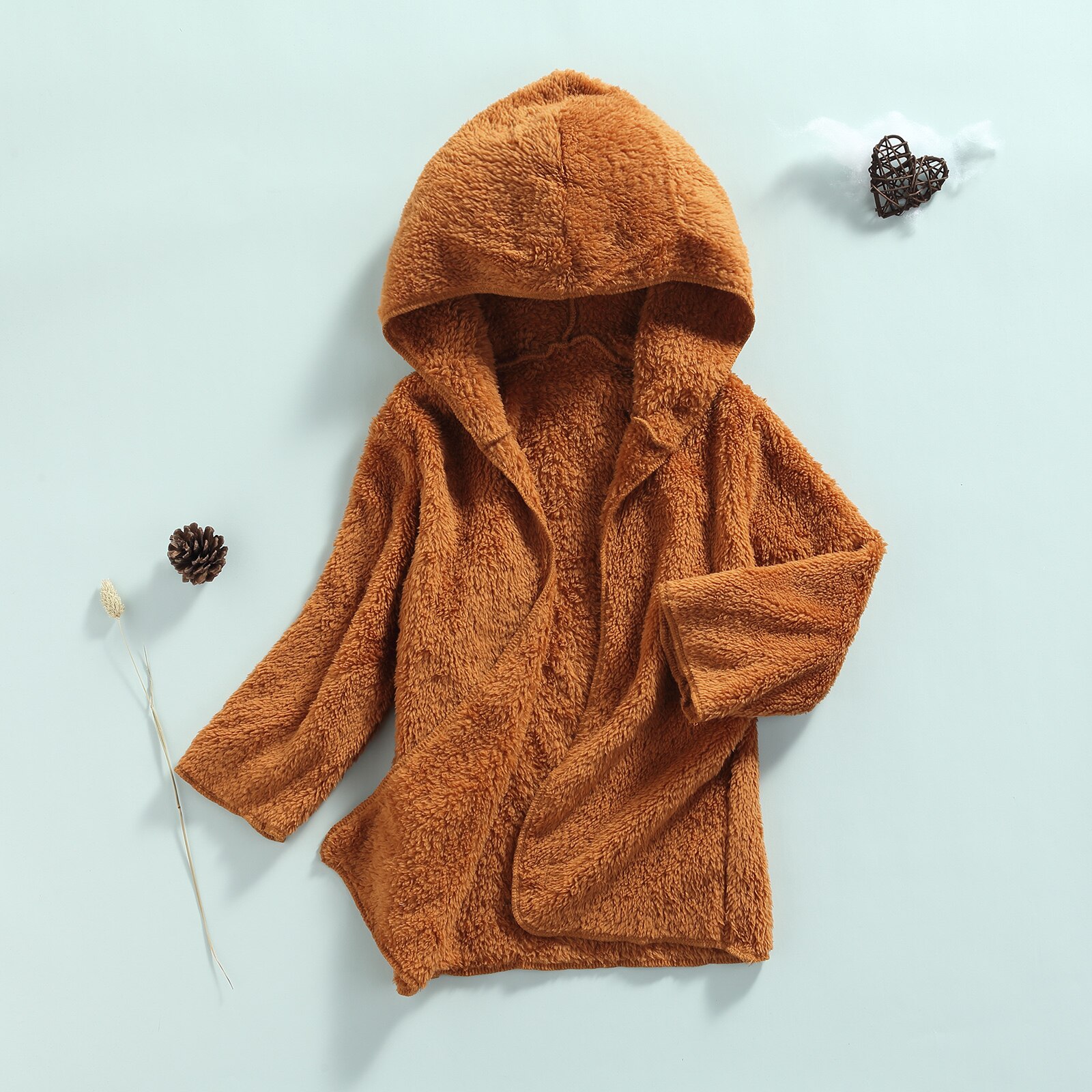3-7Years Casual Kids Meisjes Jongens Bont Winter Jassen 2 Kleuren Open Voorzijde Effen Kleur Lange Mouw Hooded Bovenkleding: B / 6T