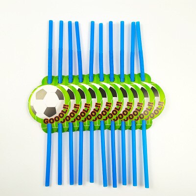 World Cup football children birthday party decoration flag pull mask tablecloth paper plate cutlery set ，baby shower: Straw 10pcs